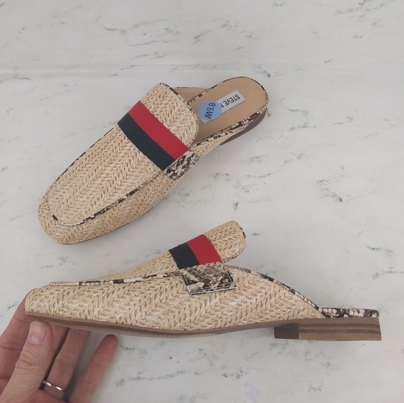 NEW Steve Madden Raffia Snake Loafer Mule - Picture 6 of 8